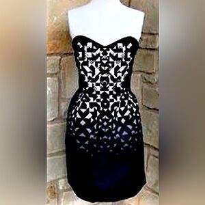 Bebe Mini Dress with Power Hips, Silver Studded S